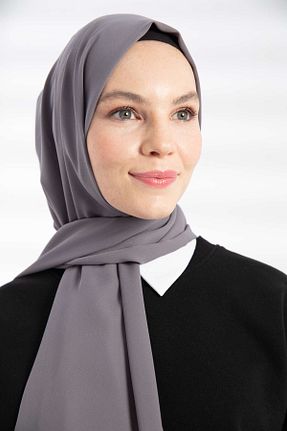 شال طوسی زنانه کرپ PURESCARFS - کد 859226922