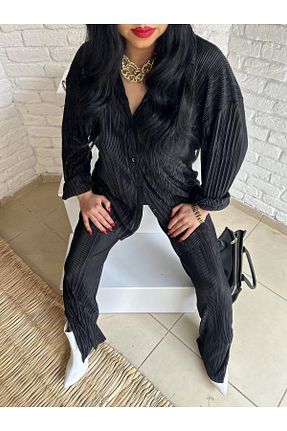 ست بالاتنه و پائین تنه مشکی زنانه بافتنی moneta boutique - کد 665202466