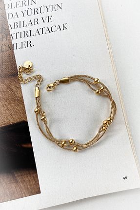 دستبند استیل (فولاد) طلائی زنانه استیل (فولاد) roshel - کد 861045642