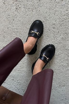 کفش لوفر مشکی زنانه چرم خالص Straswans - کد 483991746