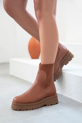 بوت / نیم بوت قهوه ای زنانه چرم مصنوعی Straswans - کد 137907220