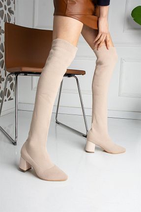 چکمه بژ زنانه پاشنه متوسط (5-9 سانتی متر) ShoeTek - کد 709668078