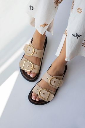 دمپائی بژ زنانه جیر Straswans - کد 833670253