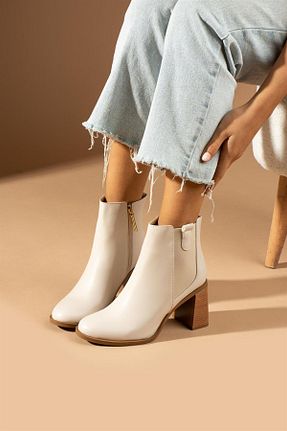 بوت / نیم بوت بژ زنانه پاشنه ضخیم ShoeTek - کد 770506798