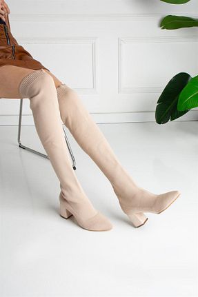 چکمه بژ زنانه پاشنه متوسط (5-9 سانتی متر) ShoeTek - کد 709668078