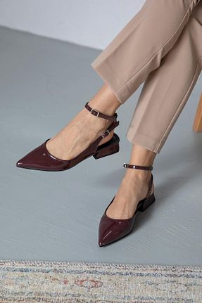 کفش پاشنه بلند کلاسیک زرشکی زنانه چرم لاکی Straswans - کد 805709263