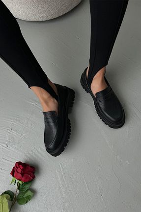 کفش لوفر مشکی زنانه چرم خالص Straswans - کد 807683998