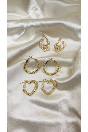 گوشواره جواهر زرد پوشش زاماک Eylülün Takısı - کد 791327326
