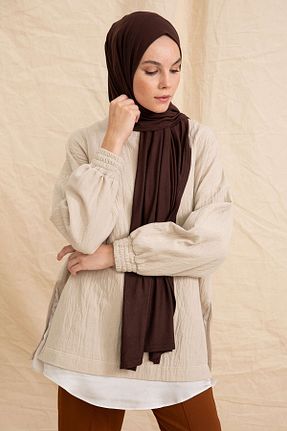 شال قهوه ای زنانه پنبه ای PURESCARFS - کد 849768447