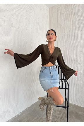 بلوز خاکی زنانه ساده aytenli - کد 861053916