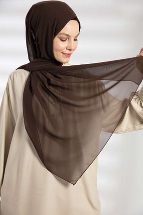 شال قهوه ای زنانه شیفون PURESCARFS - کد 849768531