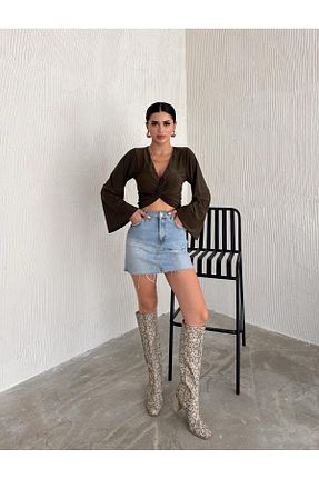 بلوز خاکی زنانه ساده aytenli - کد 861053916