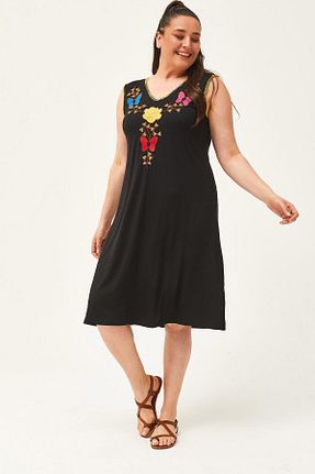 لباس سایز بزرگ مشکی زنانه ویسکون Ebsumu - کد 815957433