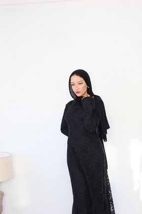 لباس مجلسی حجاب مشکی زنانه یقه دوچرخه FASHION - کد 861054159