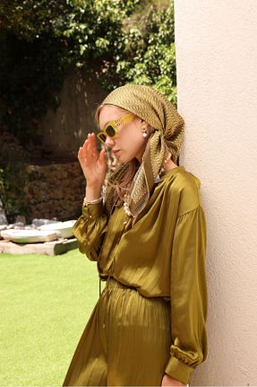 روسری خاکی پلی استر Mihrie - کد 861066767