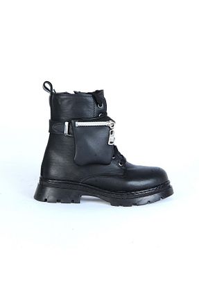 بوت / نیم بوت مشکی بچه گانه چرم مصنوعی moda ayakkabım - کد 770829849