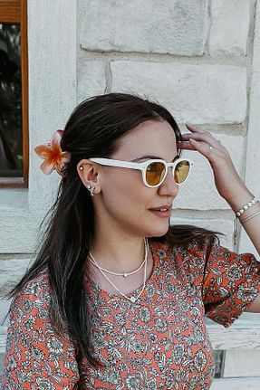 عینک آفتابی سفید زنانه UV400 Bern Glasses - کد 813635506