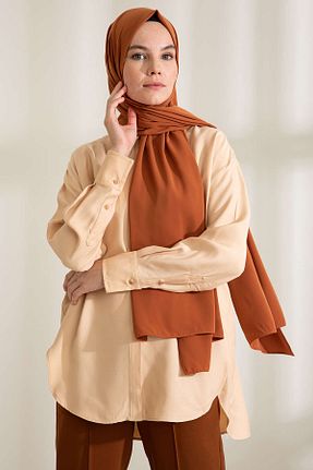 شال قهوه ای زنانه Medine İpeği PURESCARFS - کد 849617703