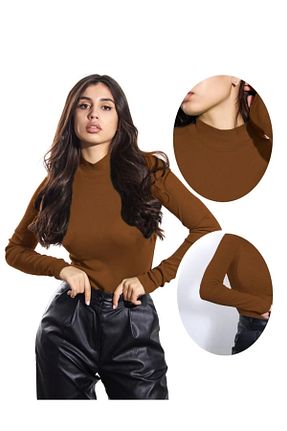 بادی قهوه ای زنانه یقه ماهیگیر BELİNDA - کد 861105001