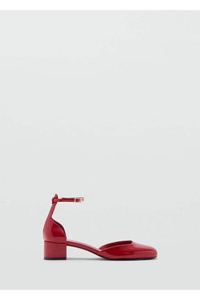 کفش پاشنه بلند کلاسیک قرمز زنانه پارچه ای MANGO - کد 842001232