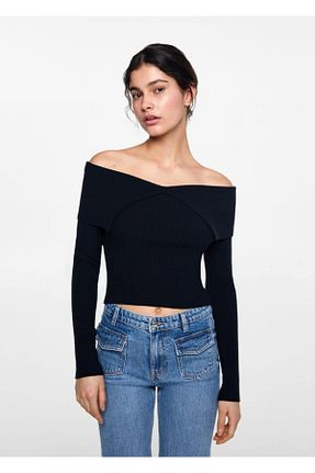 پلیور سرمه ای زنانه ساده MANGO Teen - کد 841566140