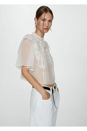 بلوز سفید زنانه ساده MANGO - کد 844926629