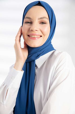 شال سرمه ای زنانه کرپ PURESCARFS - کد 859221459