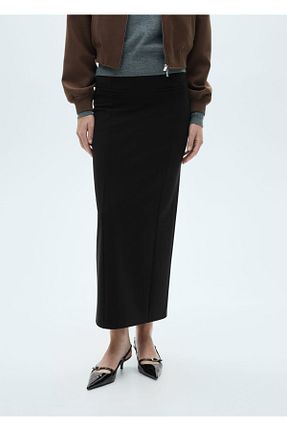 دامن مشکی زنانه الاستین MANGO - کد 854155523