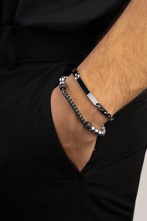 دستبند استیل (فولاد) متالیک مردانه استیل (فولاد) Stylesteel - کد 795925005