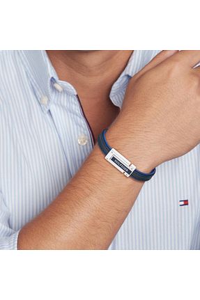 دستبند جواهر سرمه ای مردانه چرم Tommy Hilfiger - کد 836054746