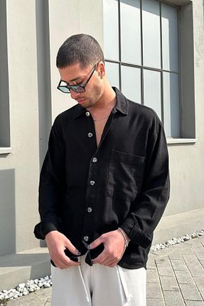 پیراهن مشکی مردانه Relaxed hafkagiyim - کد 861158473