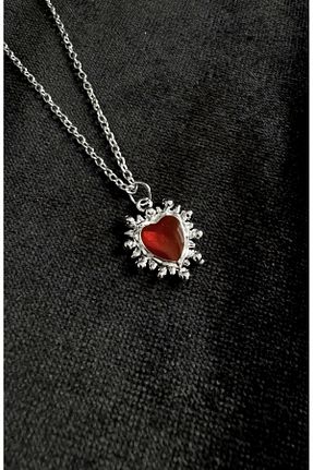 گردنبند جواهر زرشکی زنانه فلزی DarkellaStore - کد 814042433