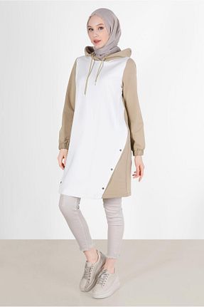 تونیک حجاب بژ زنانه پنبه ای Alvina - کد 861166128