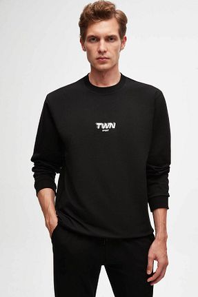 سوئیشرت مشکی مردانه چاپی TWN - کد 815787629