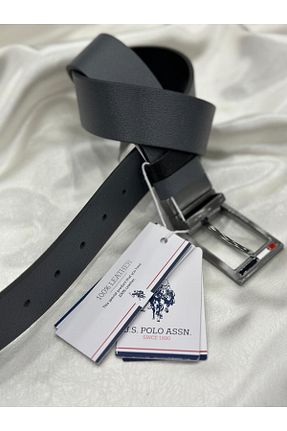 کمربند طوسی مردانه چرم خالص U.S. Polo Assn. - کد 861213589