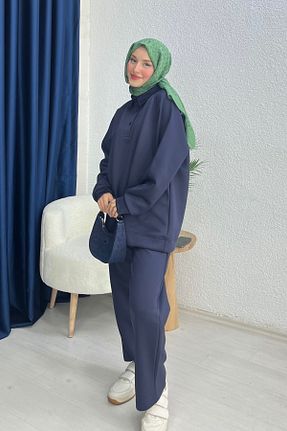 ست بالاتنه و پائین تنه سرمه ای زنانه بافت lurex moda - کد 861247570