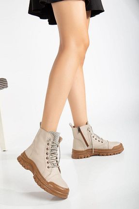 بوت / نیم بوت سفید زنانه چرم مصنوعی Butik - کد 861247591