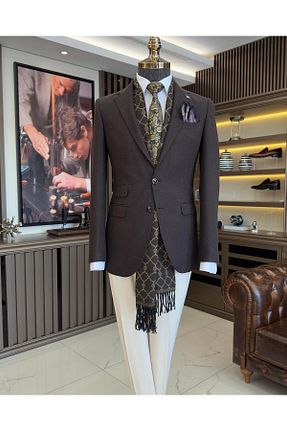 کت بلیزر قهوه ای مردانه ترمه TerziAdemAltun - کد 790299153