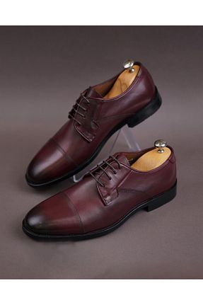 کفش کلاسیک زرشکی مردانه پاشنه تخت TerziAdemAltun - کد 778140377