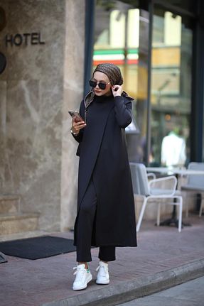 ست بالاتنه و پائین تنه حجاب مشکی زنانه Relaxed NS Moda - کد 472794831