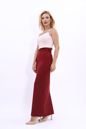 شلوار پارچه ای زرشکی زنانه بلند ÖNDER ÖZSOY - کد 861287325