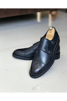 کفش کلاسیک سرمه ای مردانه پاشنه تخت TerziAdemAltun - کد 740112537