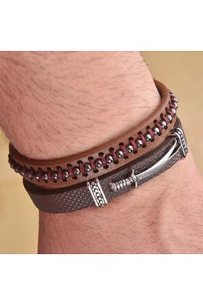 دستبند جواهر قهوه ای مردانه چرم idolavm - کد 861275924