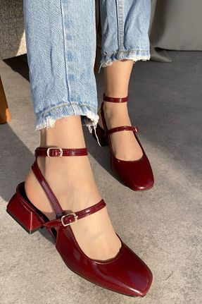 کفش پاشنه بلند کلاسیک زرشکی زنانه چرم لاکی GOFFSHOES - کد 808294077
