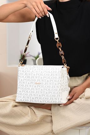 کیف دوشی سفید زنانه چرم مصنوعی Just Polo - کد 879920942