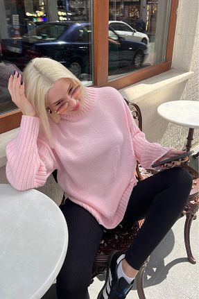 پلیور صورتی زنانه ساده Madmext - کد 861342130