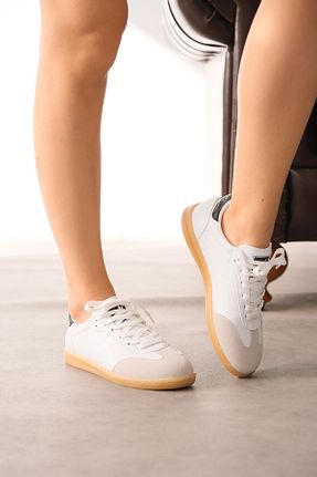 کفش اسنیکر سفید زنانه بند دار GOFFSHOES - کد 817537406