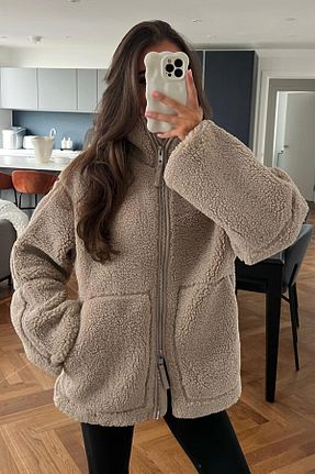 کاپشن قهوه ای زنانه اورسایز Madmext - کد 785135589