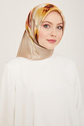 روسری زرشکی کرپ ساتن ابریشم Armine - کد 805818461