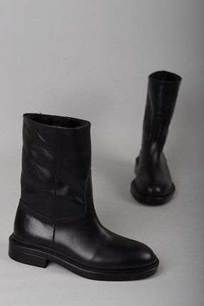 بوت / نیم بوت مشکی زنانه چرم خالص SEÇ KUNDURA - کد 457147748